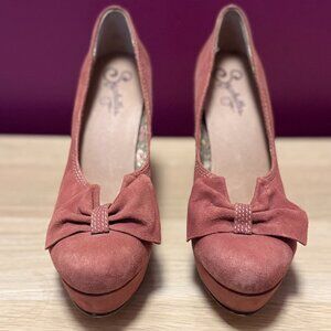 Seychelles Blush Suede Bow Platform Heels – Retro Feminine 8